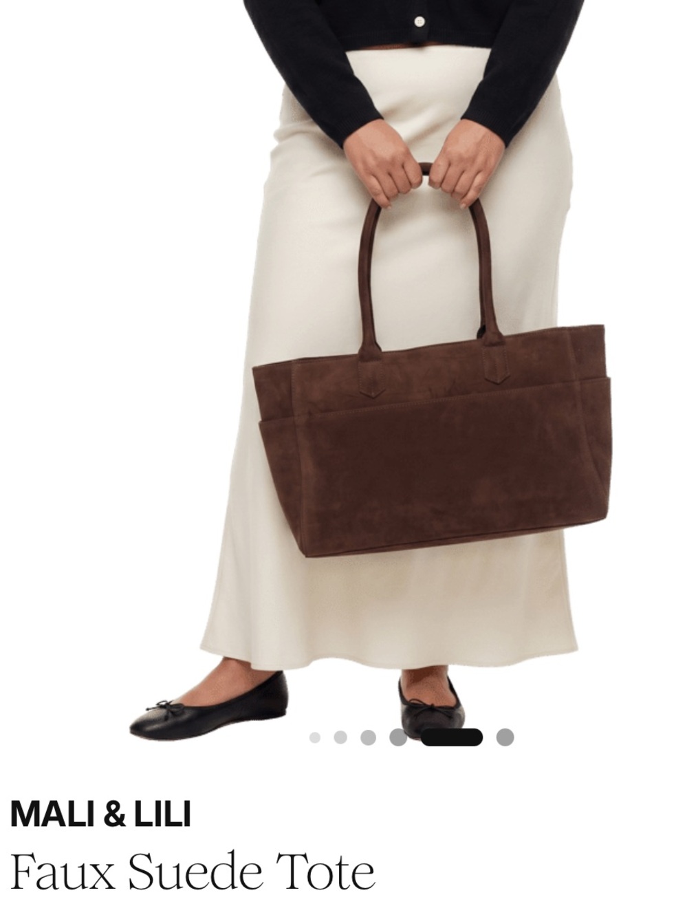 MALI & LILI Brown Faux Suede Tote Bag